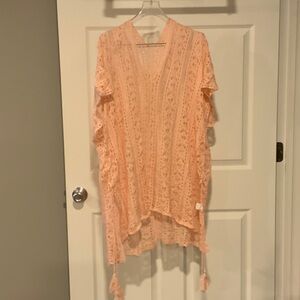 Peach Lace Kimono Cardigan